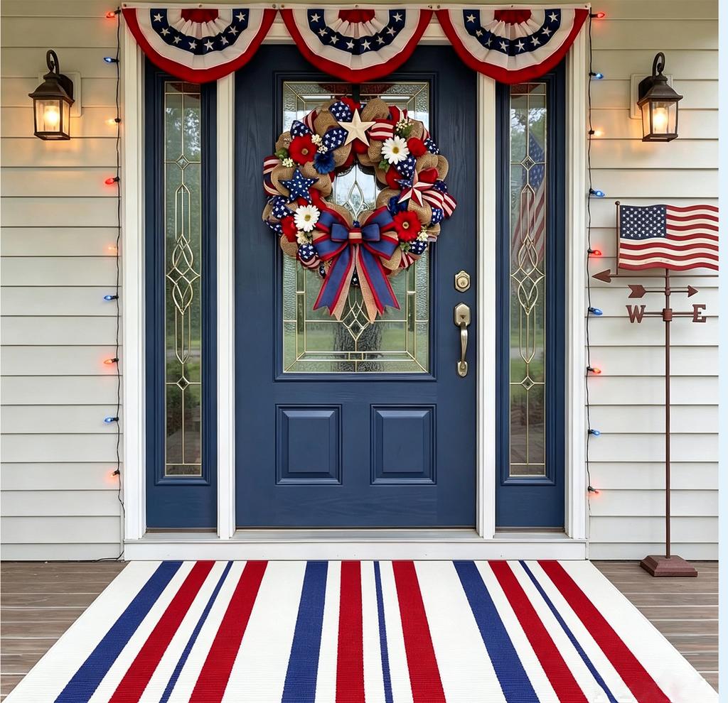 Durable Entrance Mat with Striped Pattern for Indoor Outdoor Use Non Slip Washable Hallway Foyer Rug for High Traffic Areas