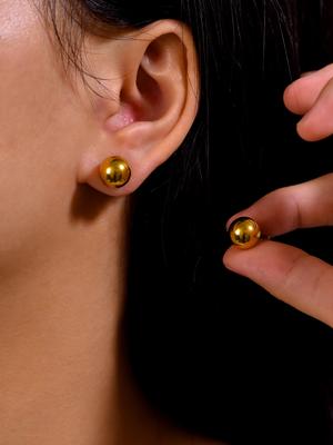 1 Paar Edelstahl Gold- und Kupferfarben Einfache Runde Kugel Stecker Ohrringe sind geeignet als Alltags-, Feiertags-Accessoires oder Geschenk
