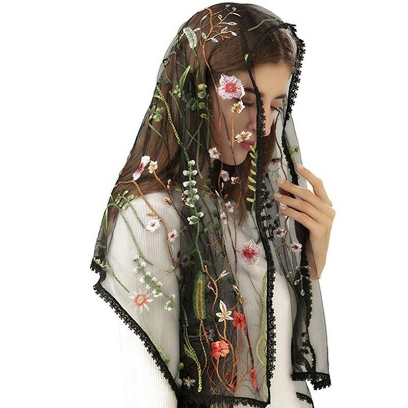 Вуаль Женские головные платки Тюль Цветочная отделка кружевом Аппликация Красочная вуаль Аксессуары для волос Бандо для волос Тюрбан для волос для женщин Lavender