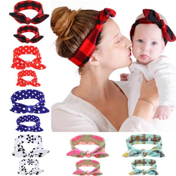 Elastic Headband 2pcs Cloth Bowknot Headband Mother And Daughter Matching Gift