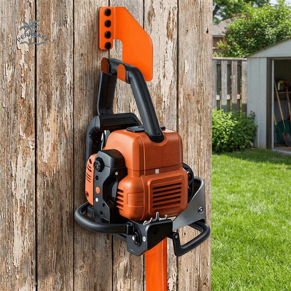 Durable Iron Wall Mount Chainsaw Holder Heavy-Duty Space Saving Chainsaw Stand Garden Storage Shovel Hanger Workshop