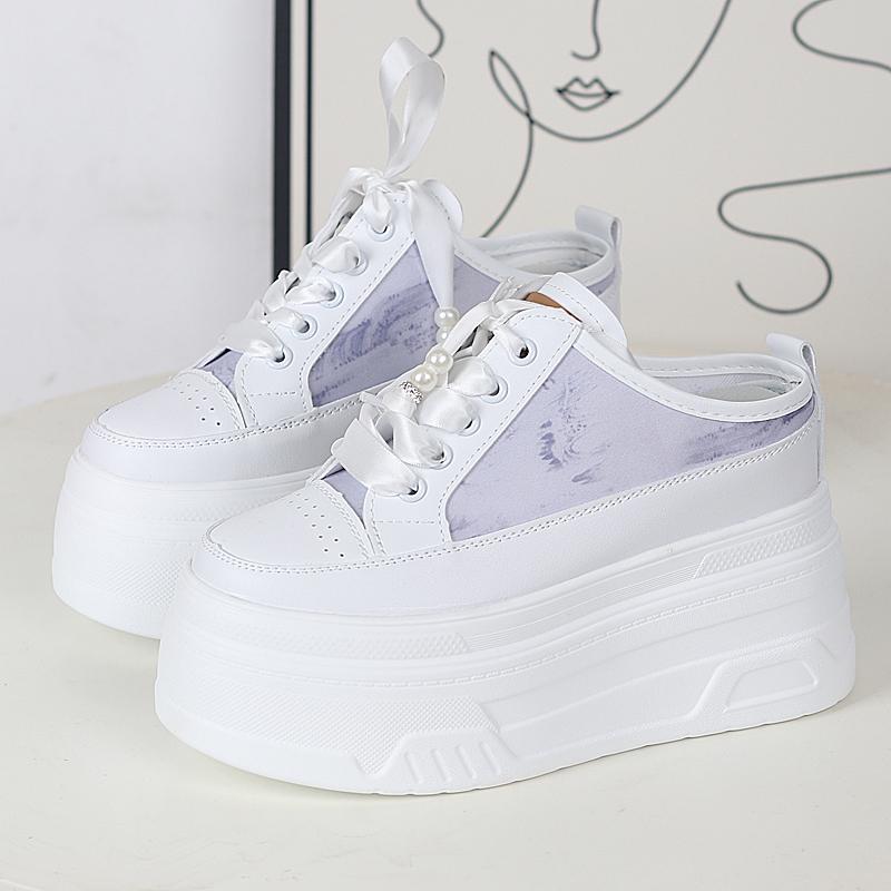 Fashion 12CM Stretch Fabric Ethnic Cloth Leisure Authentic Mary Jane Shoes Summer Slippers Platform Wedge Genuine Leather Women