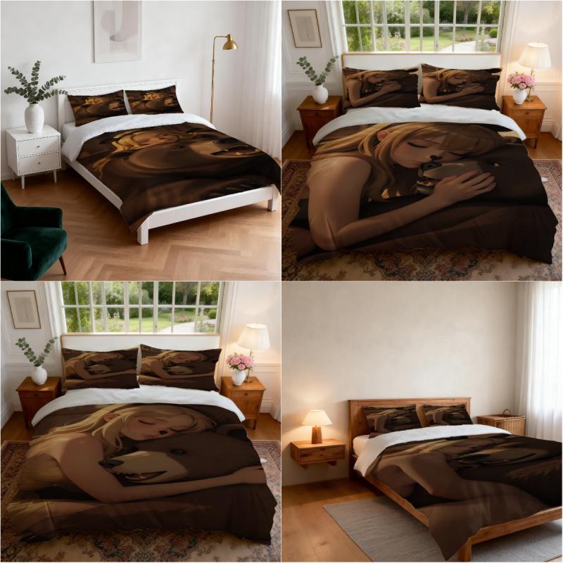 Euphoria Season 3 Sydney Sweeney Bear Cosplay Print Duvet Cover Set Soft Fabric No Filler For Adult Bedroom Home Bedding