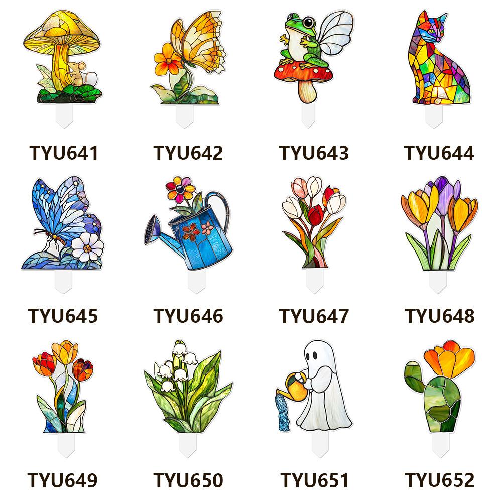 Plant Stained Glass Mushroom Cactus Glass Decor Flower Suncatcher Desk Windowsill Shelf Decor Plant Lover Gifts for Mom Teacher