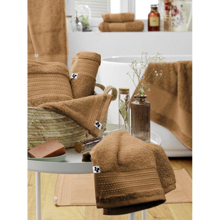 Serviette invité "Garance" 30 x 50 cm / 100% Coton Bio / 600 gr/m² l'Effet Papillon - Garance Camel - Serviettes invité 30 x 50 cm