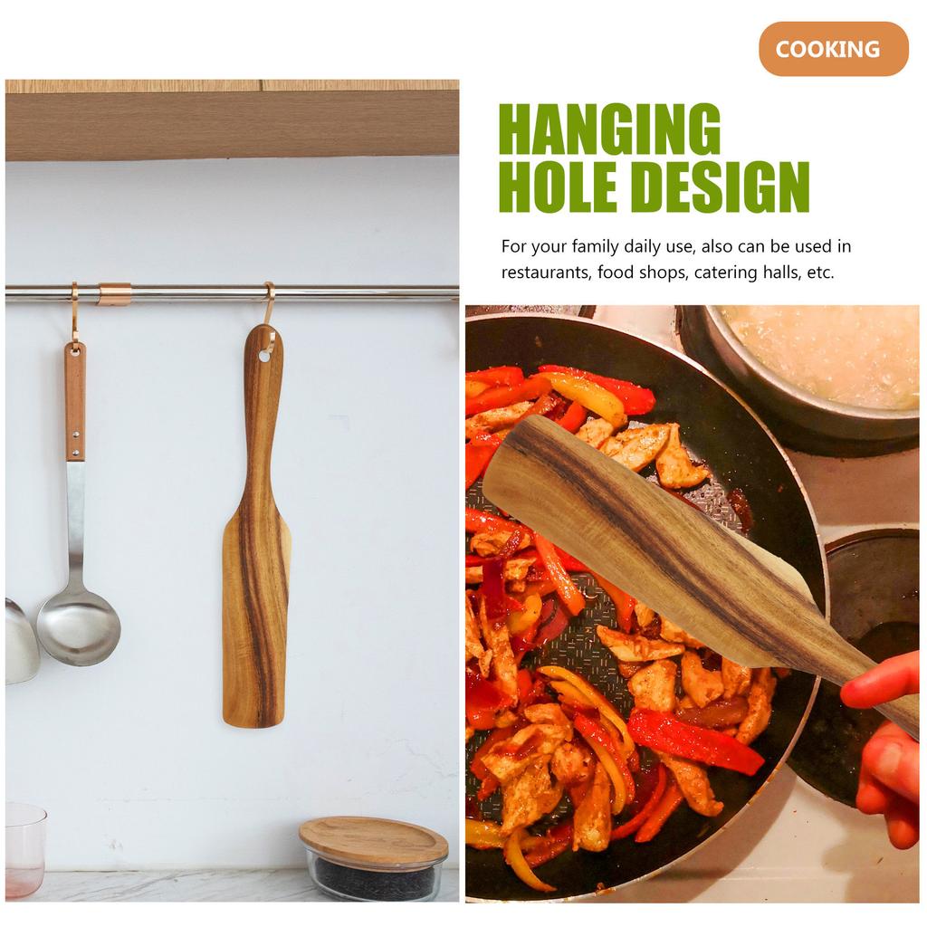 Long Handle Kitchen Wooden Turner Cooking Spatula Non Stick Multifunction Household Cooking Tool Wood Turner Kitchen Shovel