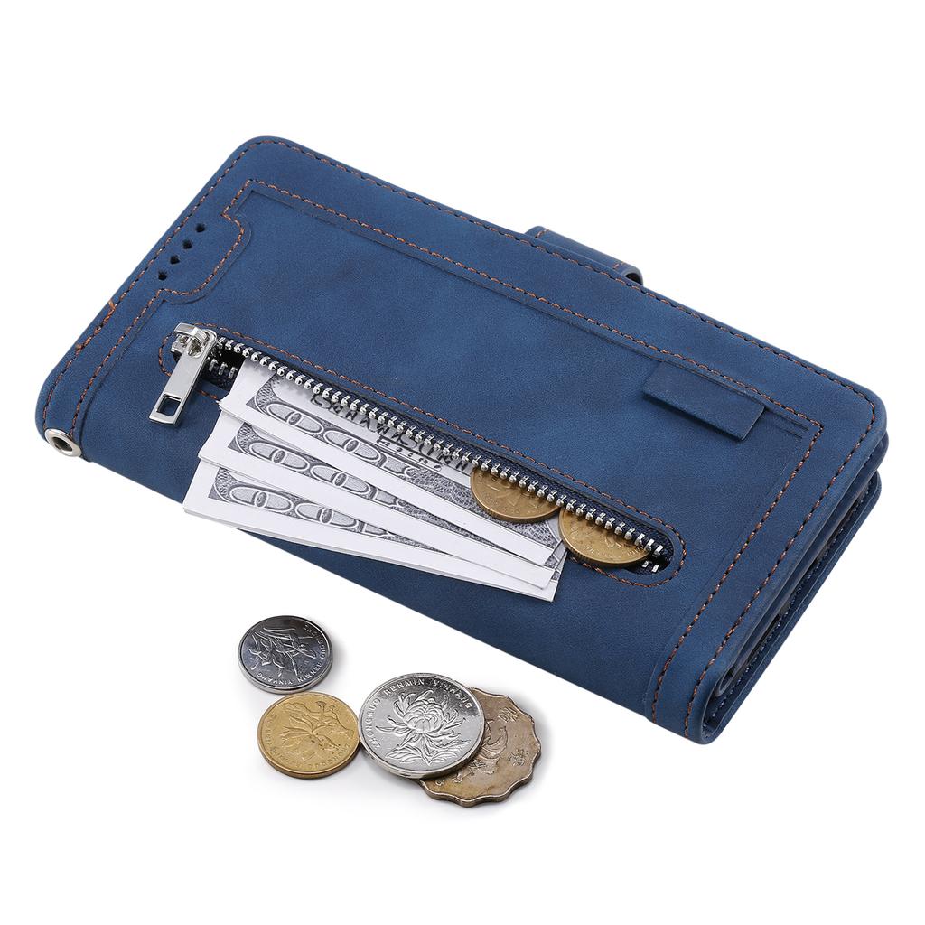 For Motorola Moto G35 5G Case PU Leather Phone Cover with Zipper Wallet 9 Card Slots