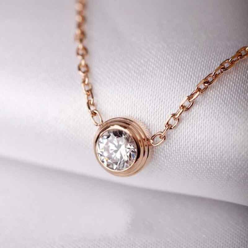 Exquisite Rose Gold Plated Rhinestone Clavicle Chain Pendant For Women