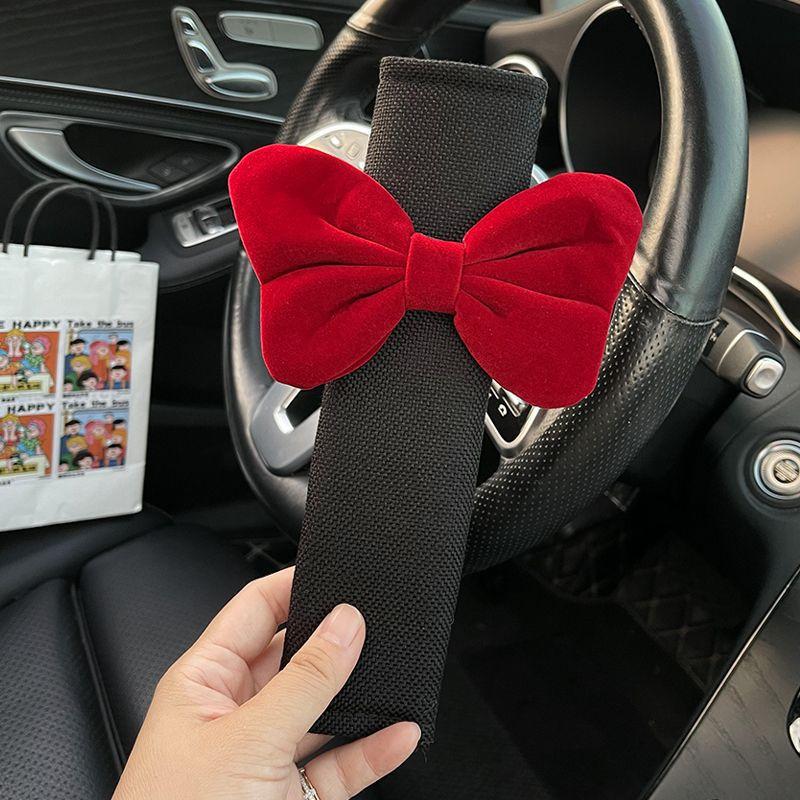 Cute Bow Car Seat Belt Shoulder Cover Car Safety Belt Cover Anti-stranglehold Car Interior Accessories Girl Gift