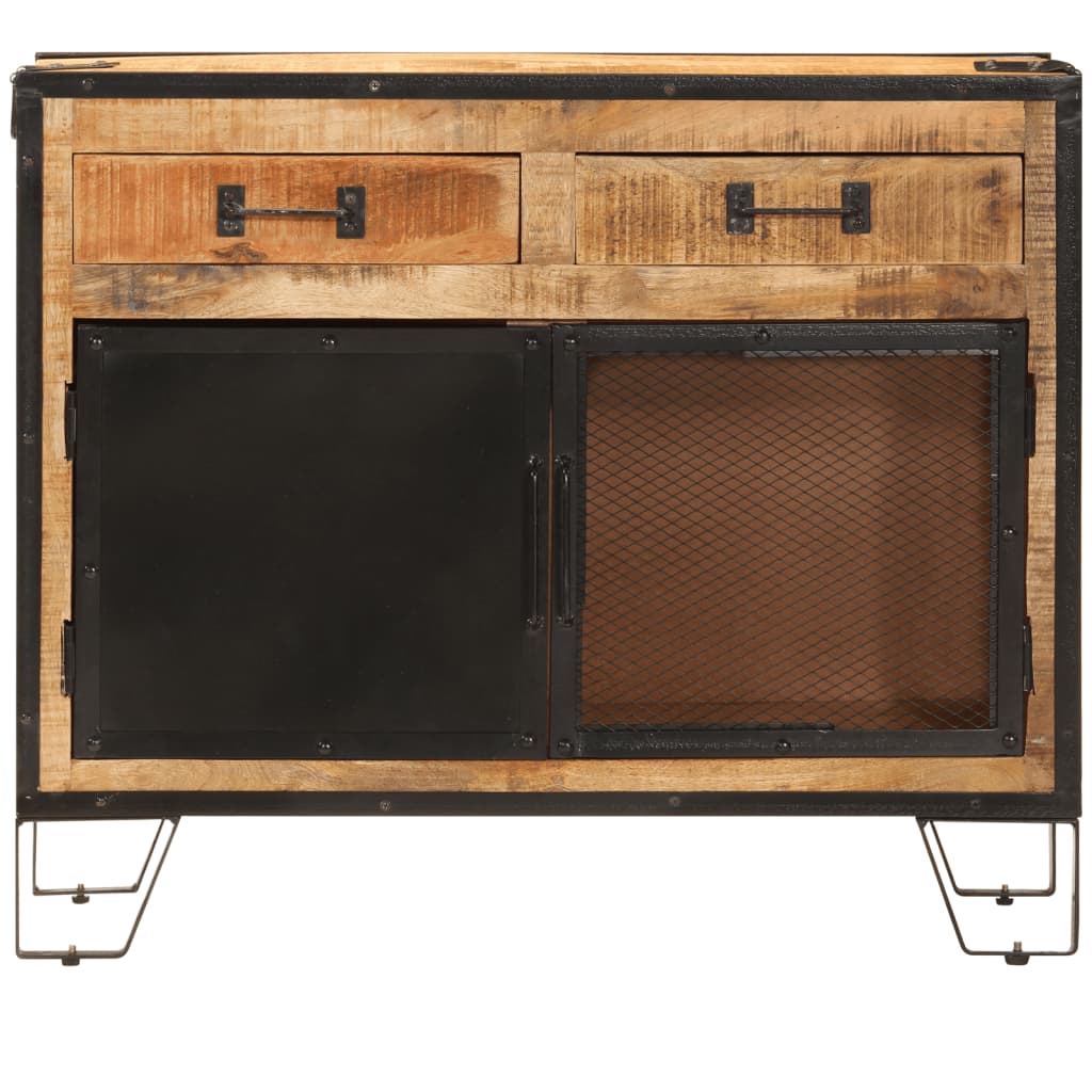Sideboard 80x31x66 cm Solid Rough Mango Wood and Metal