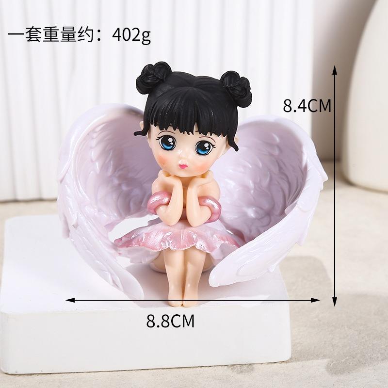 Rainbow Angel Car Ornament Set 4 Styles Ballet Girl Mini Figurine Cute Desk Gift for Graduation