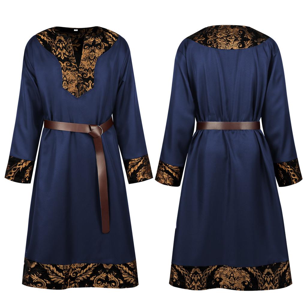 Ages Middle Renaissance Viking Warrior Coat Print Design Costume Party Halloween