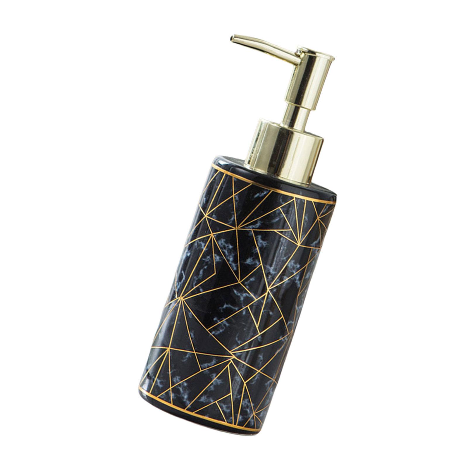 

Reusable 300ml Ceramic Marble Lotion Dispenser Bottle Elegant Empty Bottle Easy Carrying for Bathroom & Kitchen Use чорний