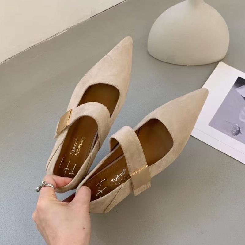 Fashion SUOJIALUN Autumn Women New Brand Flat Shoes Fashion Red Pointed Toe Mary Jane Shoes Buckle Flat Heel Outdoor Dress Ballerinas
