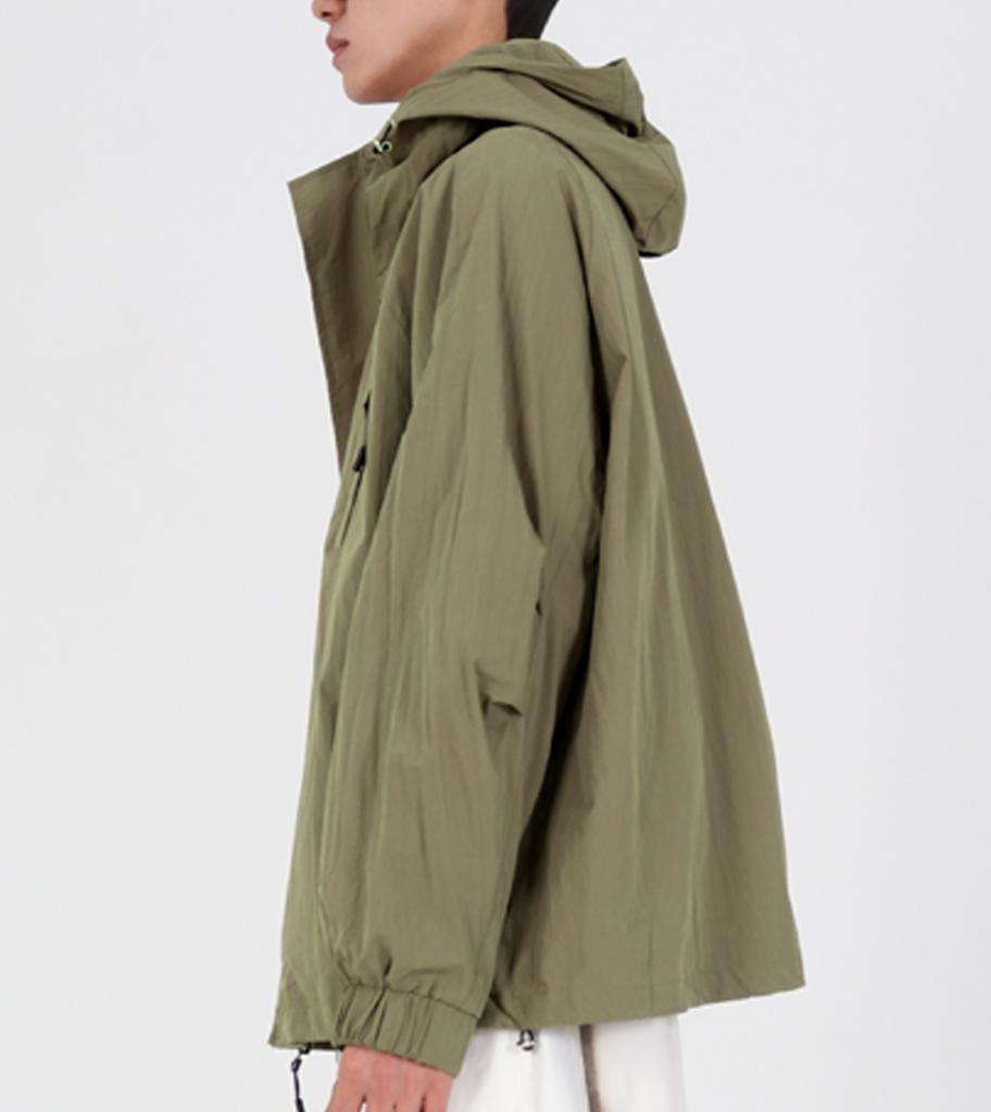 Button Seoul Air Shell Hoodie Windbreaker (Khaki Grey)