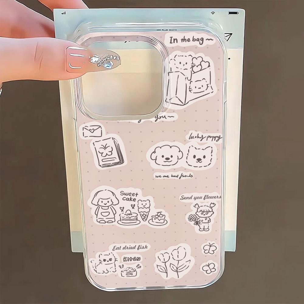 Painted Phone Case for iPhone 12 13 15 16 iPhone 16 12 13 14 15 Pro  14 15 16 Pro Max Coverage Shockproof Anti-Fingerprint Fresh Style Protective Case