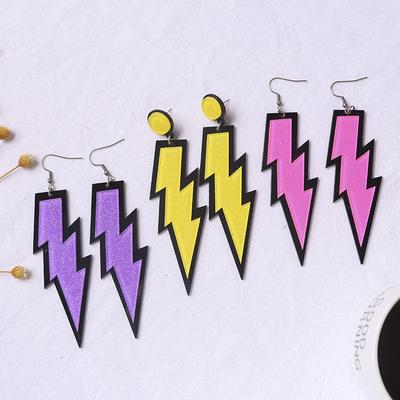 Women Acid Acrylic Resin Earrings Lightning Drop Dangle Earrings Hook Earrings