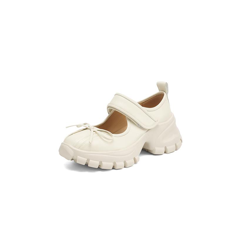 Krazing Pot Sheepskin Spring Autumn Summer Sneakers Platform Lace Up Silver Color Butterfly-knot Thick Bottom Women Fashion Shoes