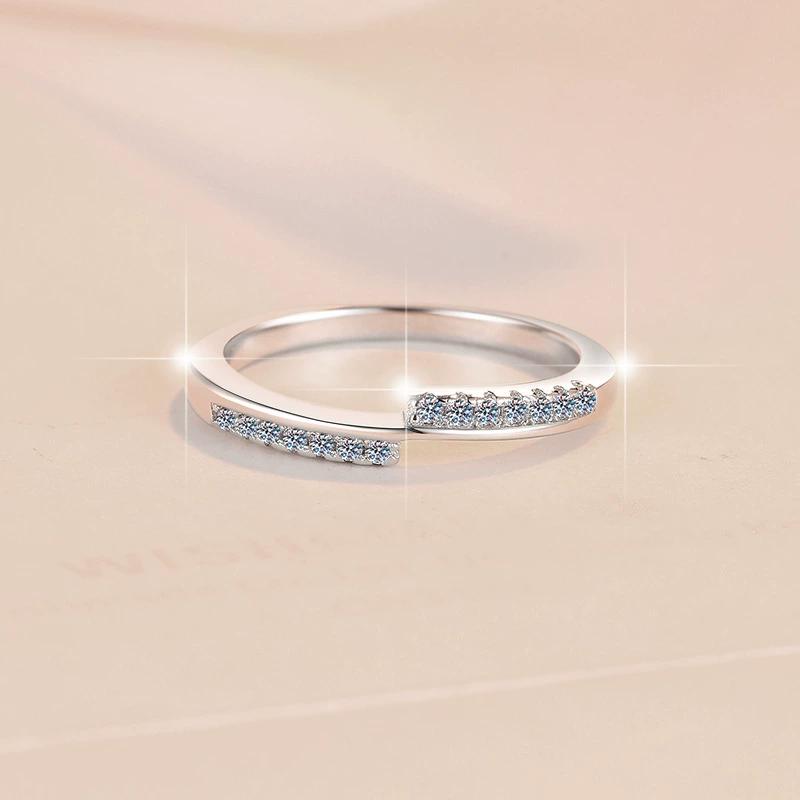 Minimalist Jewelry S925 Sterling Silver GRA Certificate VVs1 Full Moissanite Stackable Band Wedding Ring for Women