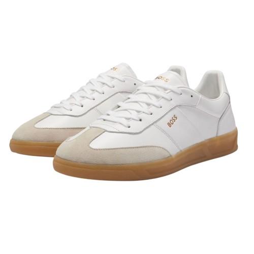Boss Mens Brandon Suede Trainers cm bianco