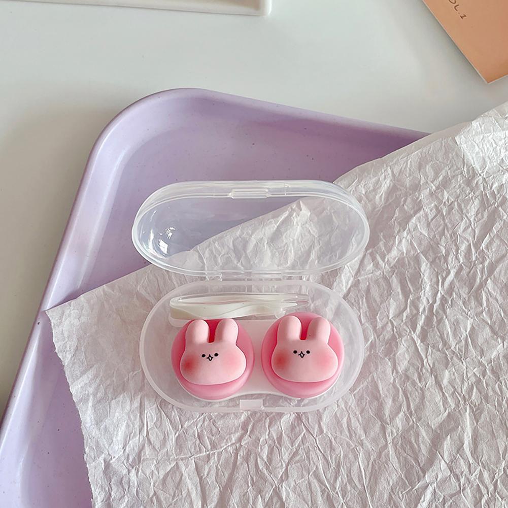 Cute Contact Lens Case with Lenses Tweezers Contact Lens Kit Holder Container Cartoon Animal Lens Storage Box