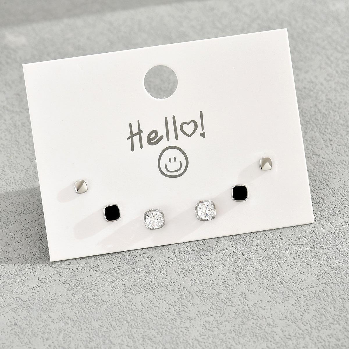 

Geometric design Mori earrings women s versatile small ball inlaid zircon stud earrings temperament earrings