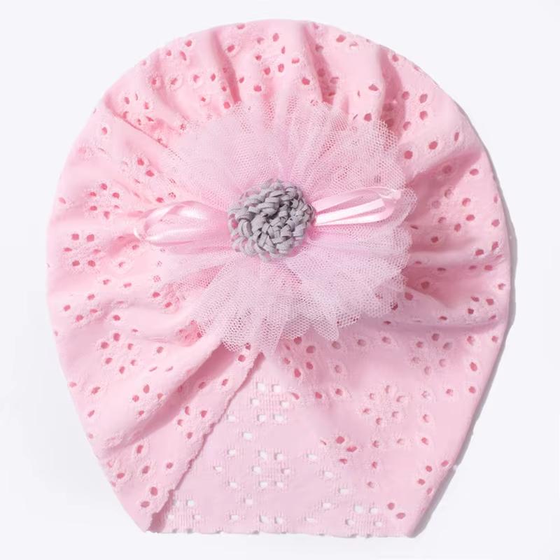 

Милая кружевная шапочка с цветком для малышки, летняя сетчатая эластичная шапочка для новорожденной, индийская шапочка, однотонная, ажурная, дышащая, тюрбан для младенца, шапочка-бини розовый