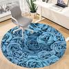 1pc Blue Roses Floral Office Round Area Rug, Indoor Mat Suitable For Office, Under Office Chairs Bedroom Living Room Home Decor, Room Deco