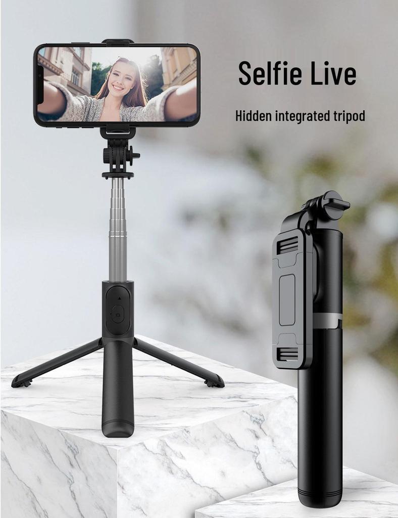 Aluminum Alloy Bluetooth Anti-Shake Retractable Selfie Stick & Tripod for Live Broadcast.