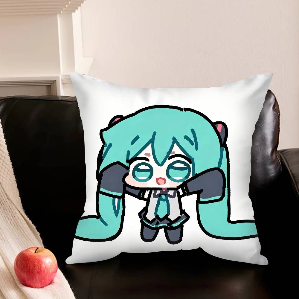K-Kawaii Singer M-Miku-S Various Sizes Square Pillowcase For Car Home Bedchamber Decor