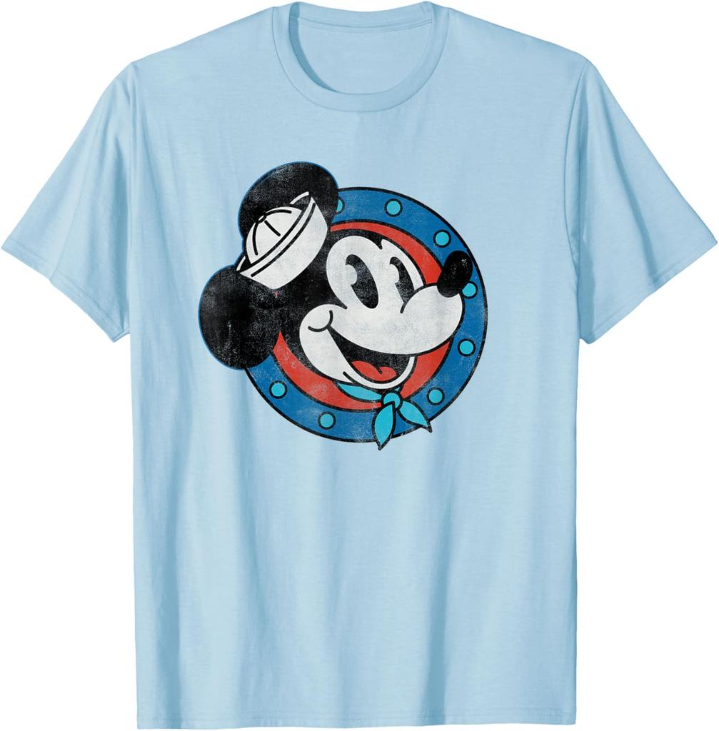 Hot Fashion Unisex Cruise Sailor Mickey Mouse Distressed Retro Vintage T-Shirt S-4XL Four Seasons