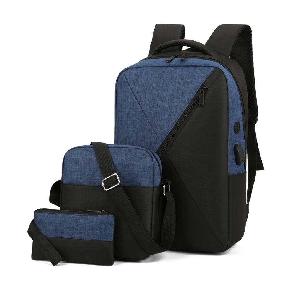 Set of 3 Laptop Backpack Large Capacity Business Daypack Portable Travel Commuting Bag with USB Charging Port Fit 15.6