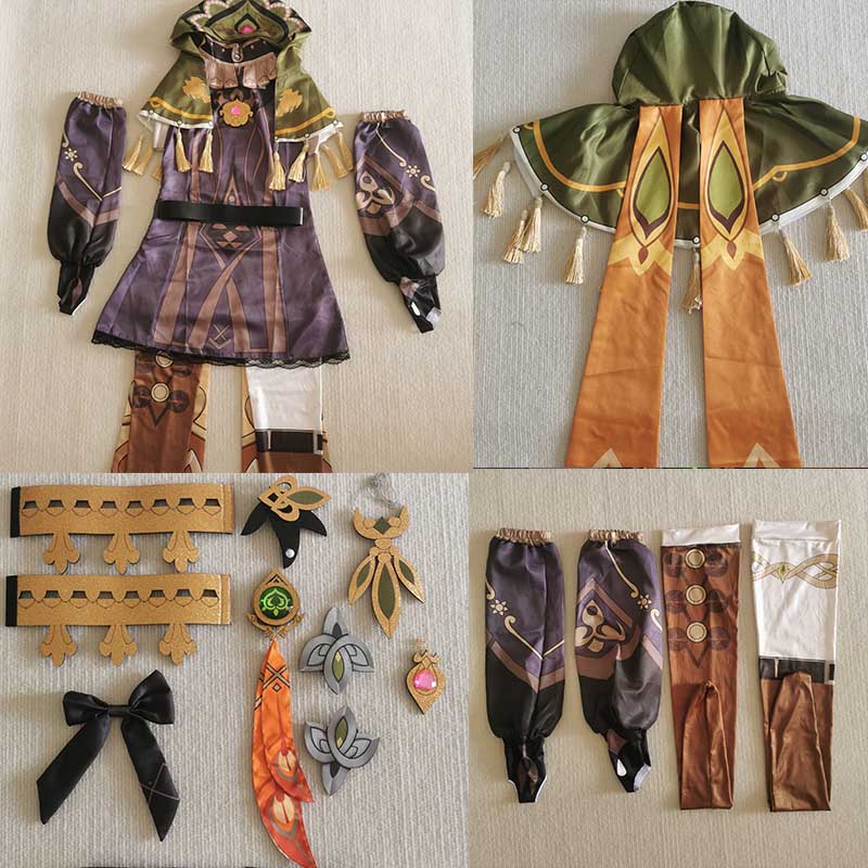Collei Cosplay Costume Sumeru Dendro Avidya Forest Ranger Trainee Collei Outfits Dress Socks Wig For Comic
