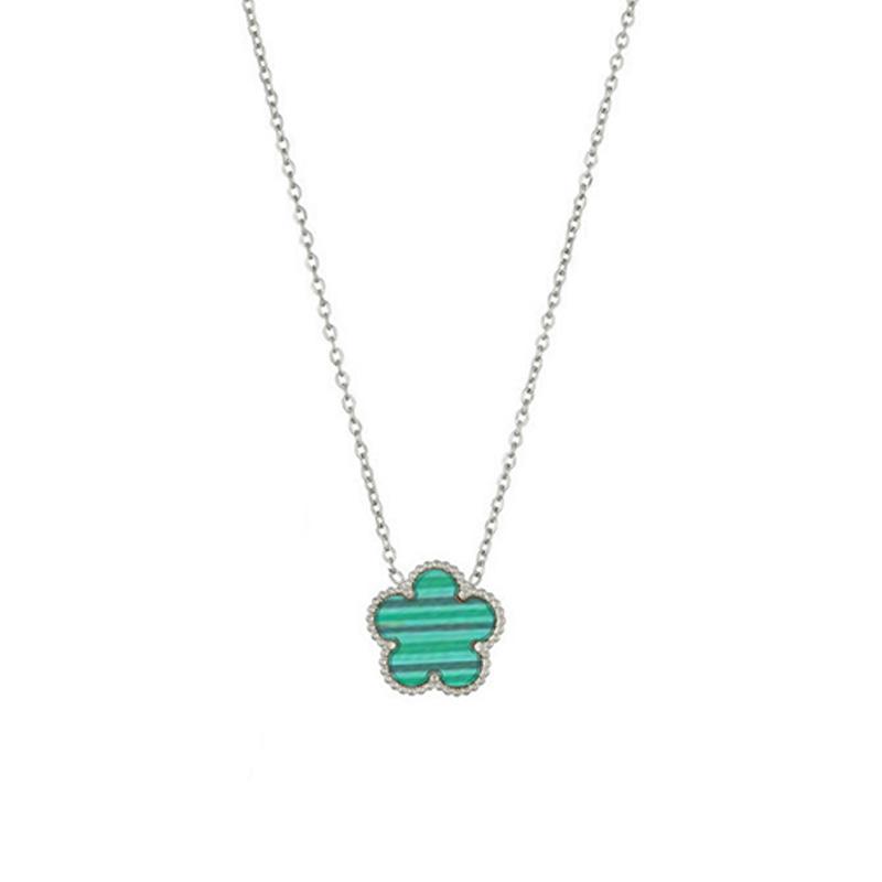 Gold Silver Color Pendant Necklaces Double Sided Flowers Stainless Steel Necklace Elegant Charms for Necklace Women Charm Clover