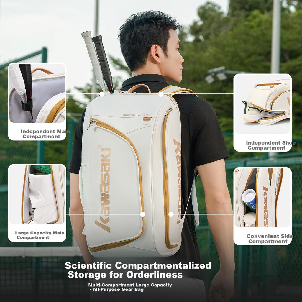 Kawasaki New Badminton Bag Large Capacity Separate Shoe Compartment Double Shoulder Sports Backpack Unisex