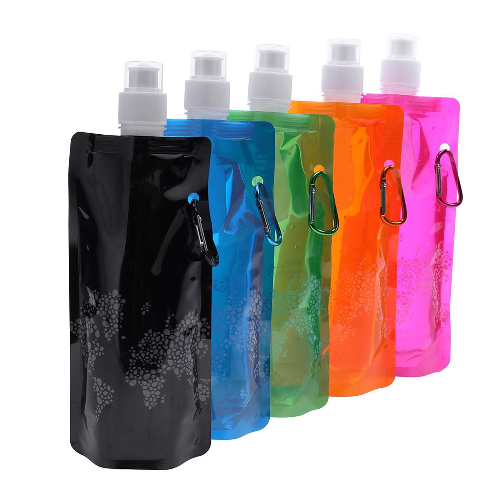 Collapsible Water Bottles with Clip Drinking Water Bags Leak Proof Travel Water Bottle for Outdoor Travel Sports Hiking Camping