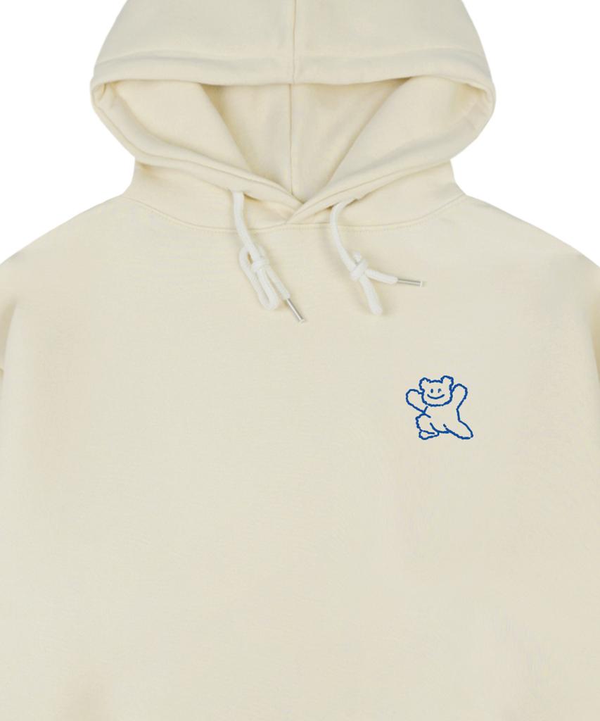 [Unisex] Small Line Bear Smile Hoodie_Cream