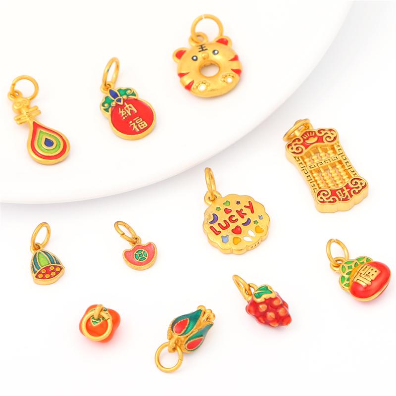 Enamel Colored Sand Gold Copper Gilded Pendant For DIY Necklace Bracelet Earrings Jewelry Making Craft Accessories