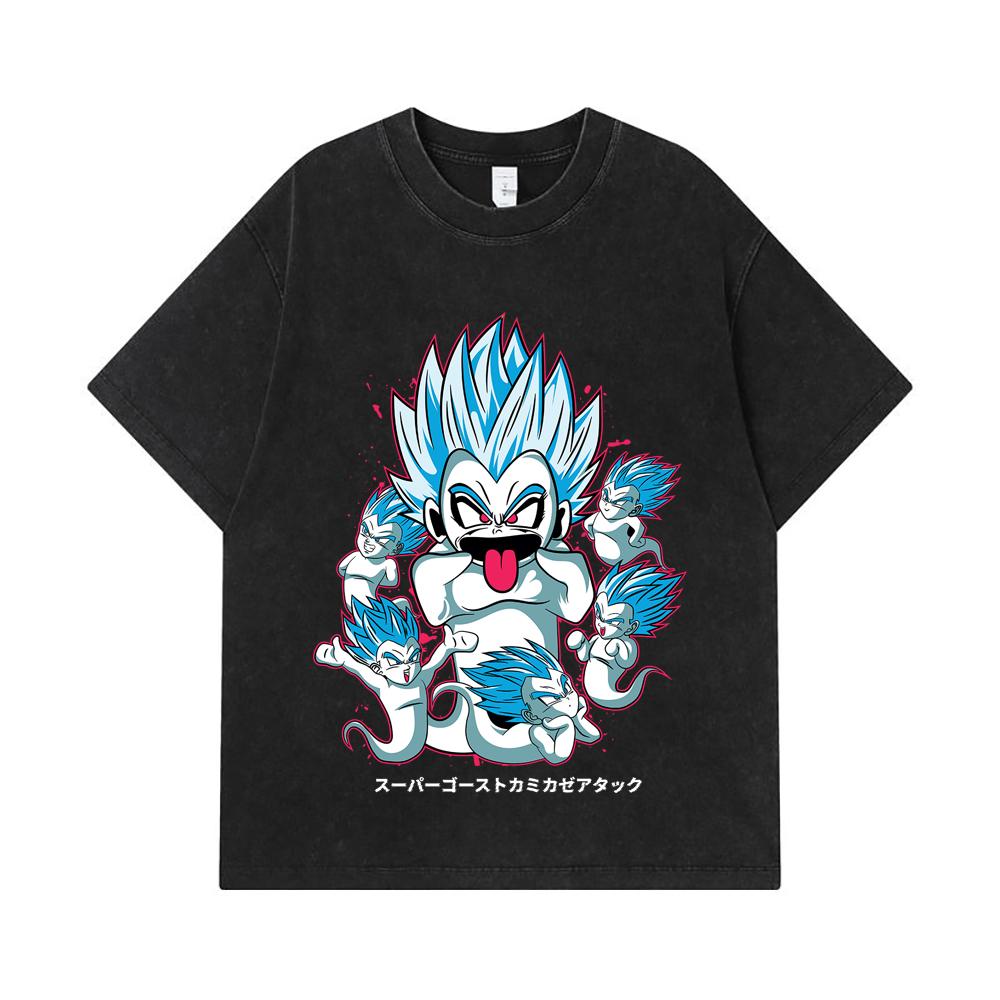 275 GSM Washed T-shirts 100% Cotton Dragon Ball V55 Kamikaze Print Unisex Heavy Cotton T Shirt