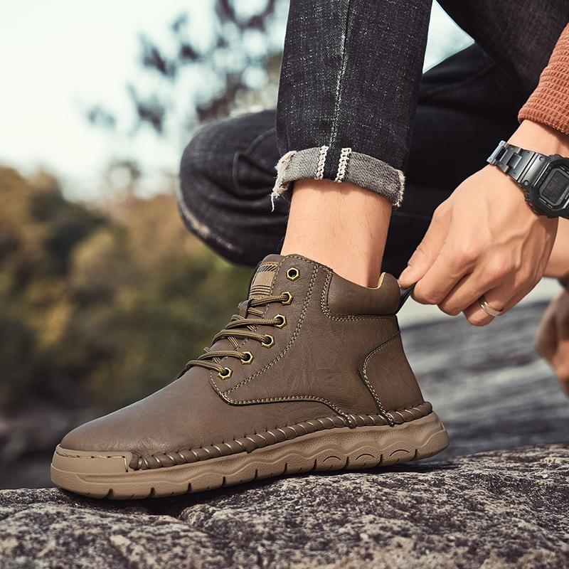 Модные роскошные кожаные мужские замшевые сапоги — фото 4