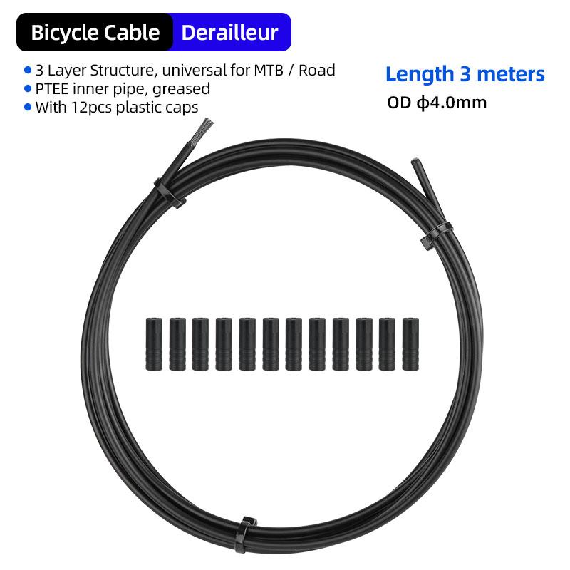 

1set 3M Derailleur Cable Housing 3 Layer with PTFE Inner Greased for Smooth Control Includes 10 Caps Shift 3m 1set