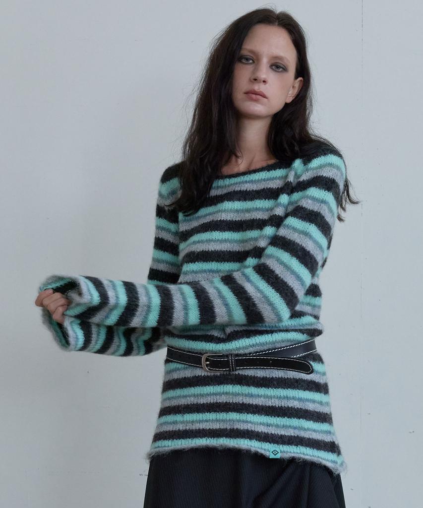 HERETIC Stripe Hairy Knit / Charcoal