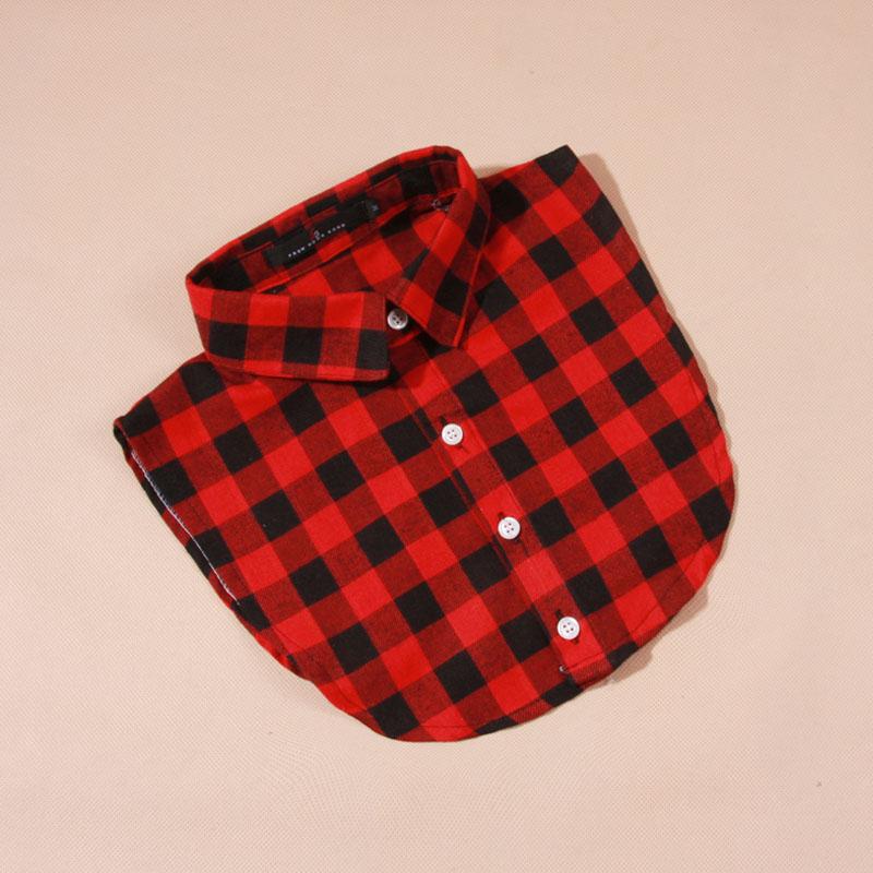 Plaid Women Shirt False Collars White  Removable Lapel Collars For Women Fake Collar Women Detachable Collars Nep Kraagie