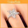 Stunning Anello a Forma di Mulino a Vento alla Moda con Design Floreale Placcato Argento per Donne