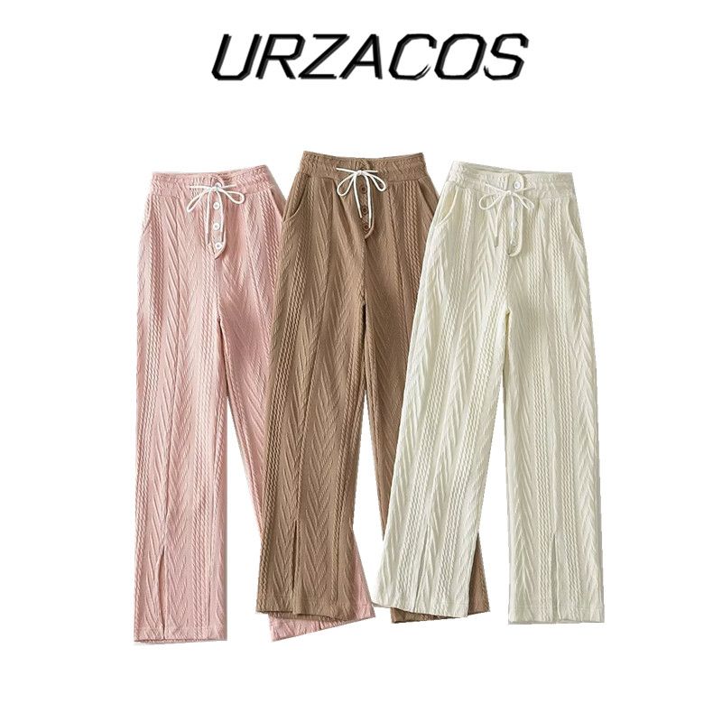 Ur Za Cosfashion Women's Wear Autumn and Winter New European and American Style Thickened Knitting High Waist Commuter Pants 3 Long Color