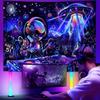 VIKAMA Trippy Alien DJ Tapestry UV Reactive Polyester Psychedelic Wall Hanging Aesthetic Dorm Decor for Bedroom