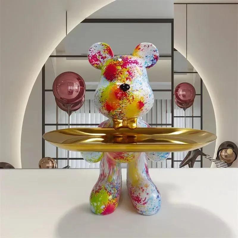 21 cm Graffiti Bär Ornament Figurine Home Dekoration Tier Statue Schlüssel Lagerung Regal Moderne Zimmer Skulptur Tisch Dekor Geschenk