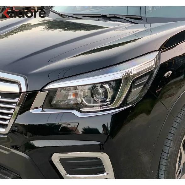 For Subaru Forester SK Chrome Car Front Head Light Lamp Eyebrow Cover Trim Headlight Eyelid Molding Strip Accessories