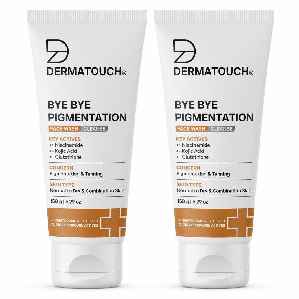 DERMATOUCH Detergente Viso Bye Bye Pigmentazione | Anti-Pigmentazione per Donne/Uomini con Niacinamide, Acido Kojico e Glutatione - 150g (Confezione da 2)