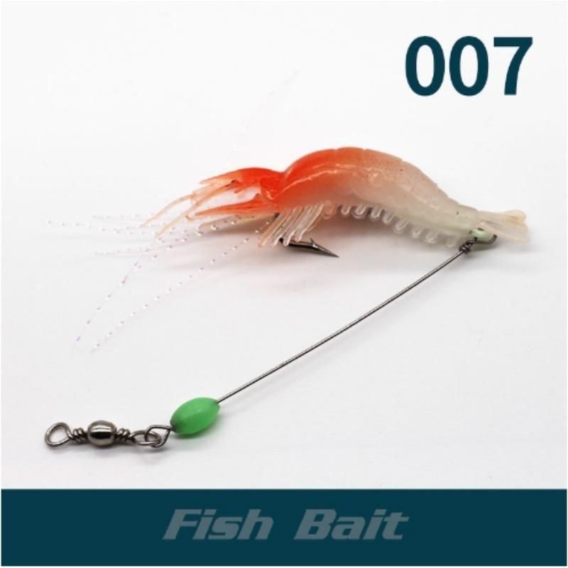 

2шт встроенный крючок приманка креветки комплект светящаяся приманка креветки мягкая пластиковая рыболовная приманка Sabiki силиконовая приманка креветки рыболовная приманка